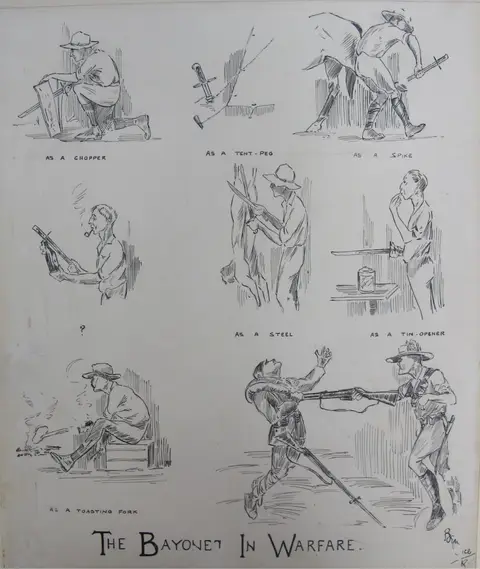 Cartoon "The Bayonet in Warfare" AWM ART94727