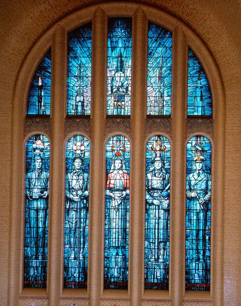 Napier Waller, south window, Hall of Memory, Australian War Memorial (1950, stained glass). AWM ART90410.001