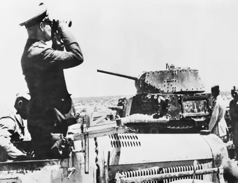 Lieutenant General Erwin Rommel, the German Commander-in-Chief of the Afrika Korps, in the Western Desert.