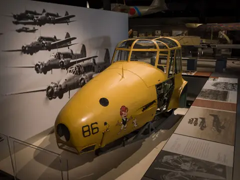 The cockpit section of the Avro Anson displayed in Aircraft Hall.