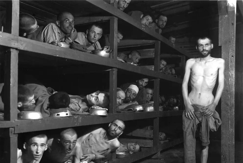 Liberated inmates of Buchenwald Concentration Camp, April 16, 1945
