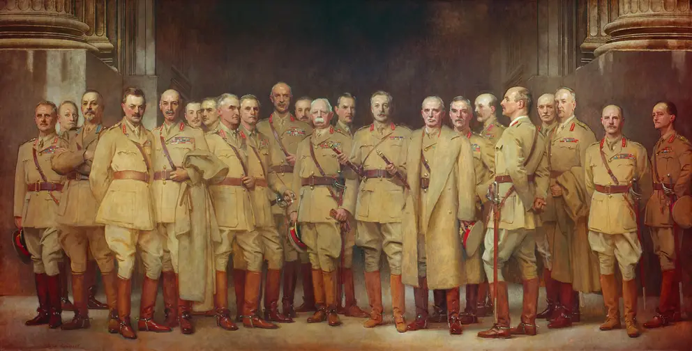 Painting by John Singer Sergeant of 22 General Officers of the First World War in military dress.