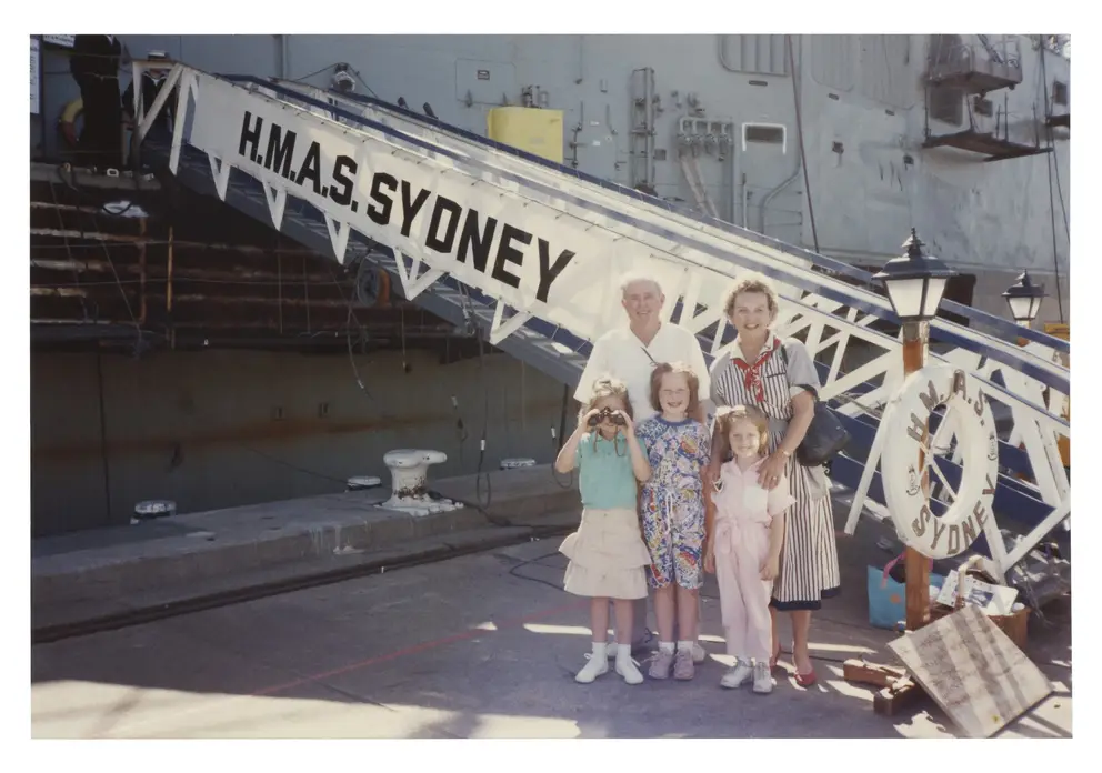 Holly with her paternal grandparents and sisters during the Bicentennial Naval Review, January 1988.