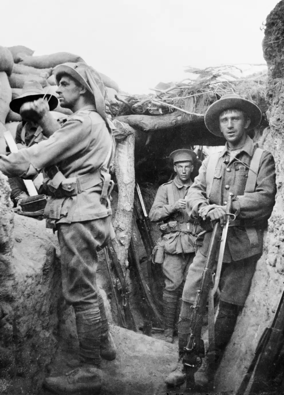 Australian soldiers of the 1st Division in the Turkish positions at Lone Pine, 6 August 1915