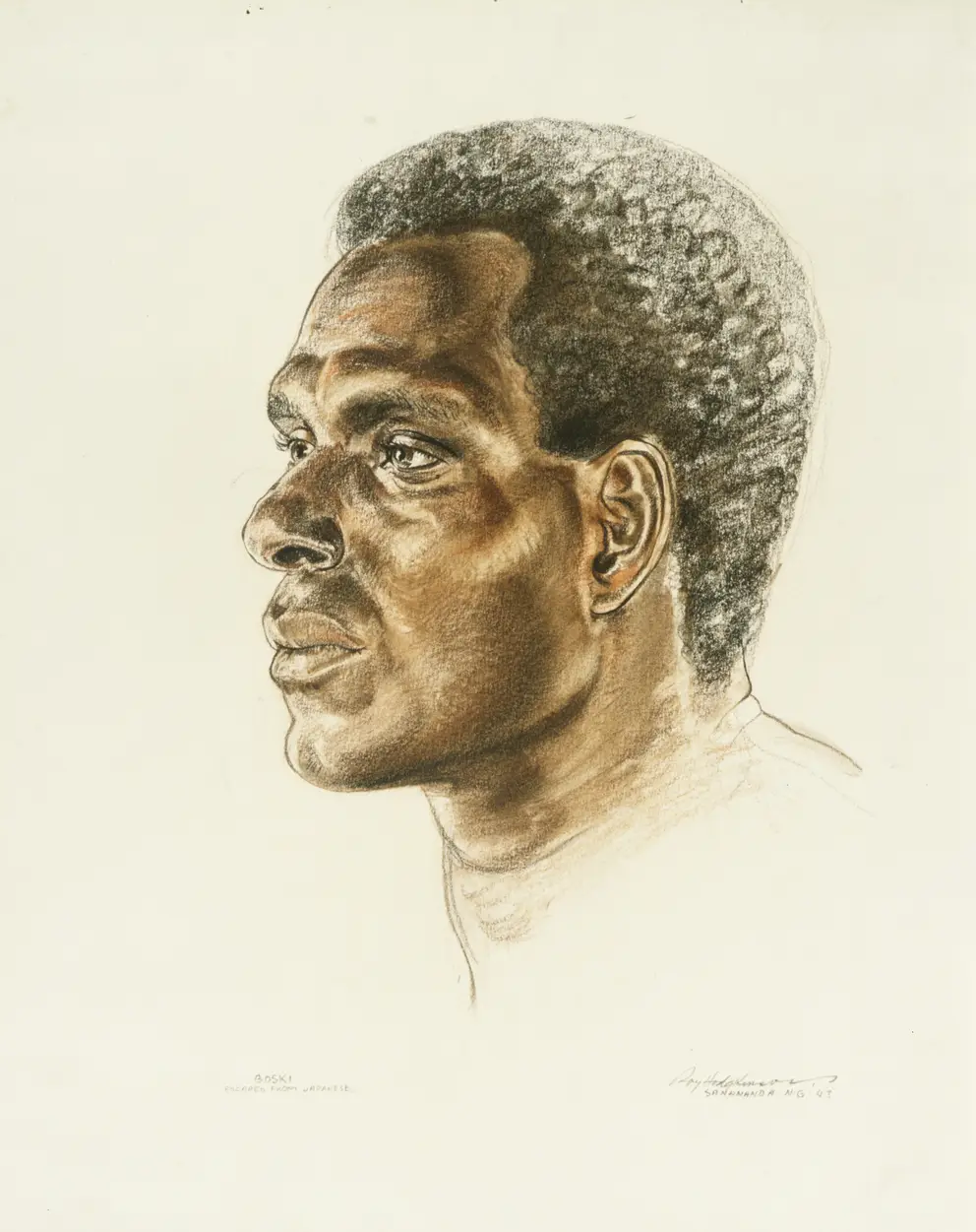 Drawing of PNG soldier, Frederick Boski