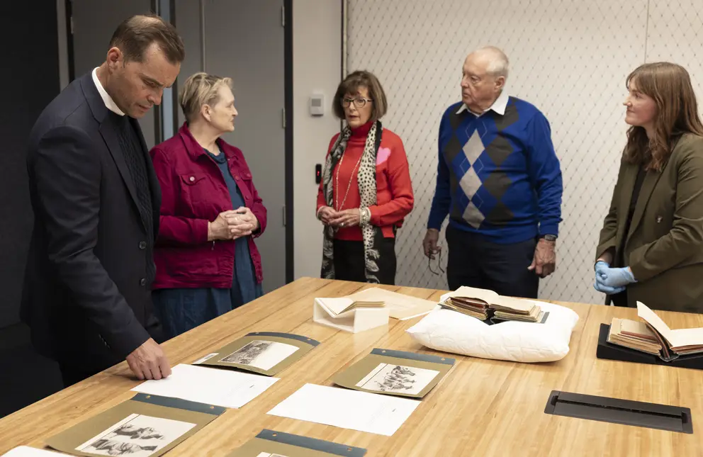 Families view items from the Memorials collection