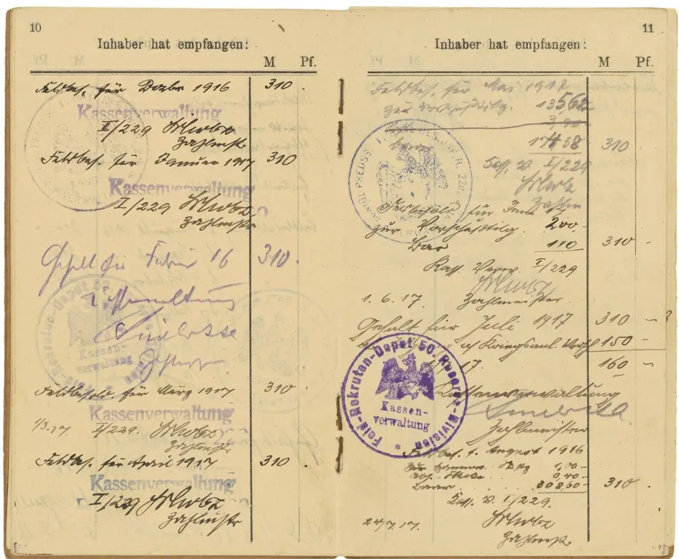 A German soldiers’ paybook.