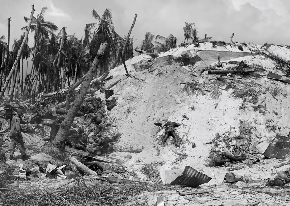 Dead soldiers from flame thrower attack Photo credit is Frank Filan USMC Collection
