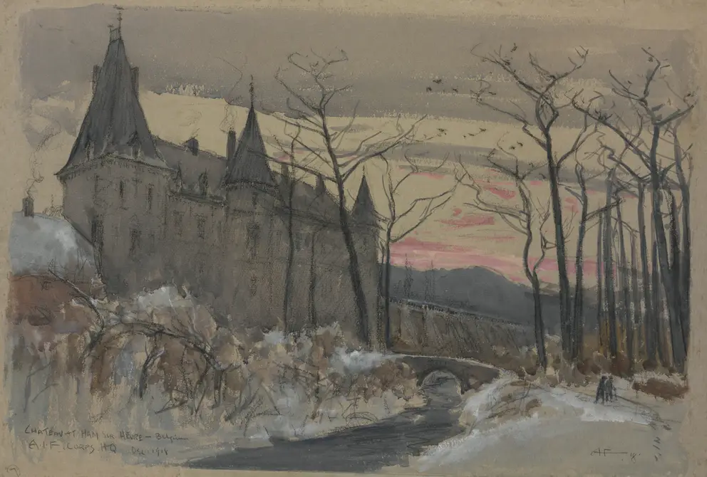 A.H. Fullwood, Chateau at Ham-sur-Heure (1918). ART02450 