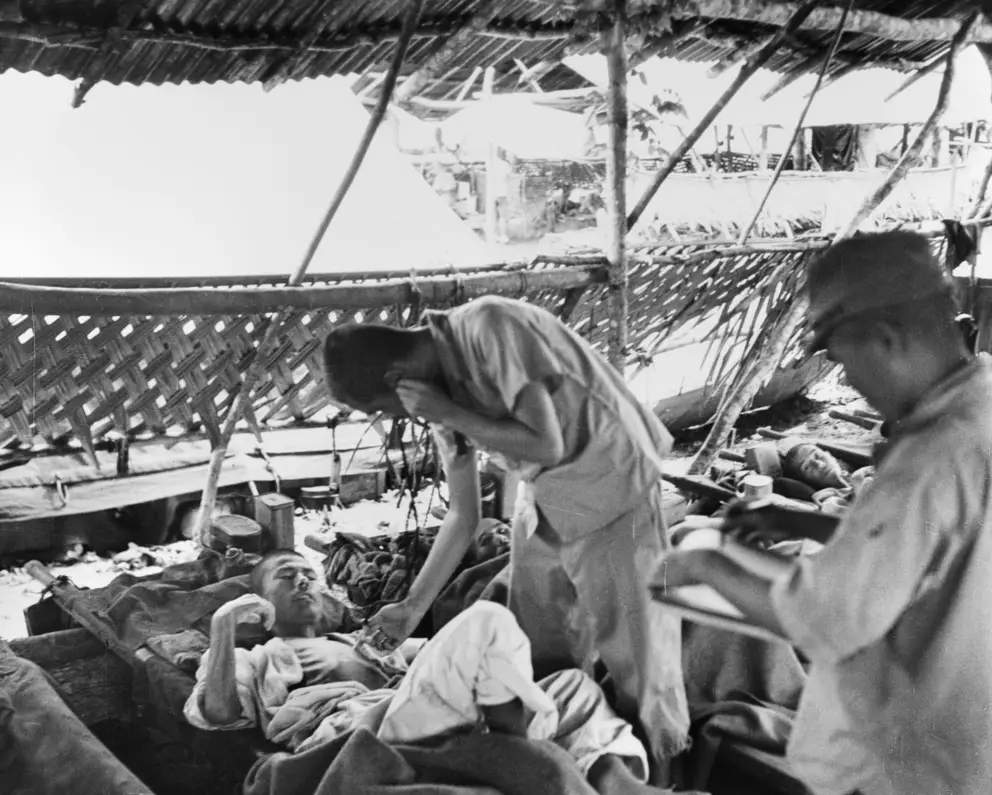 Japanese medical officers in Papua were short of staff, short of supplies and short of medicine. AWM 098342